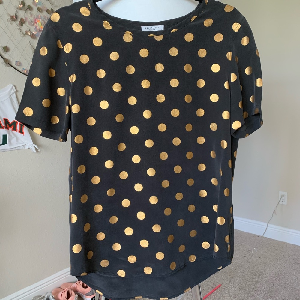 Equipment Riley Dot Foil Silk Blouse